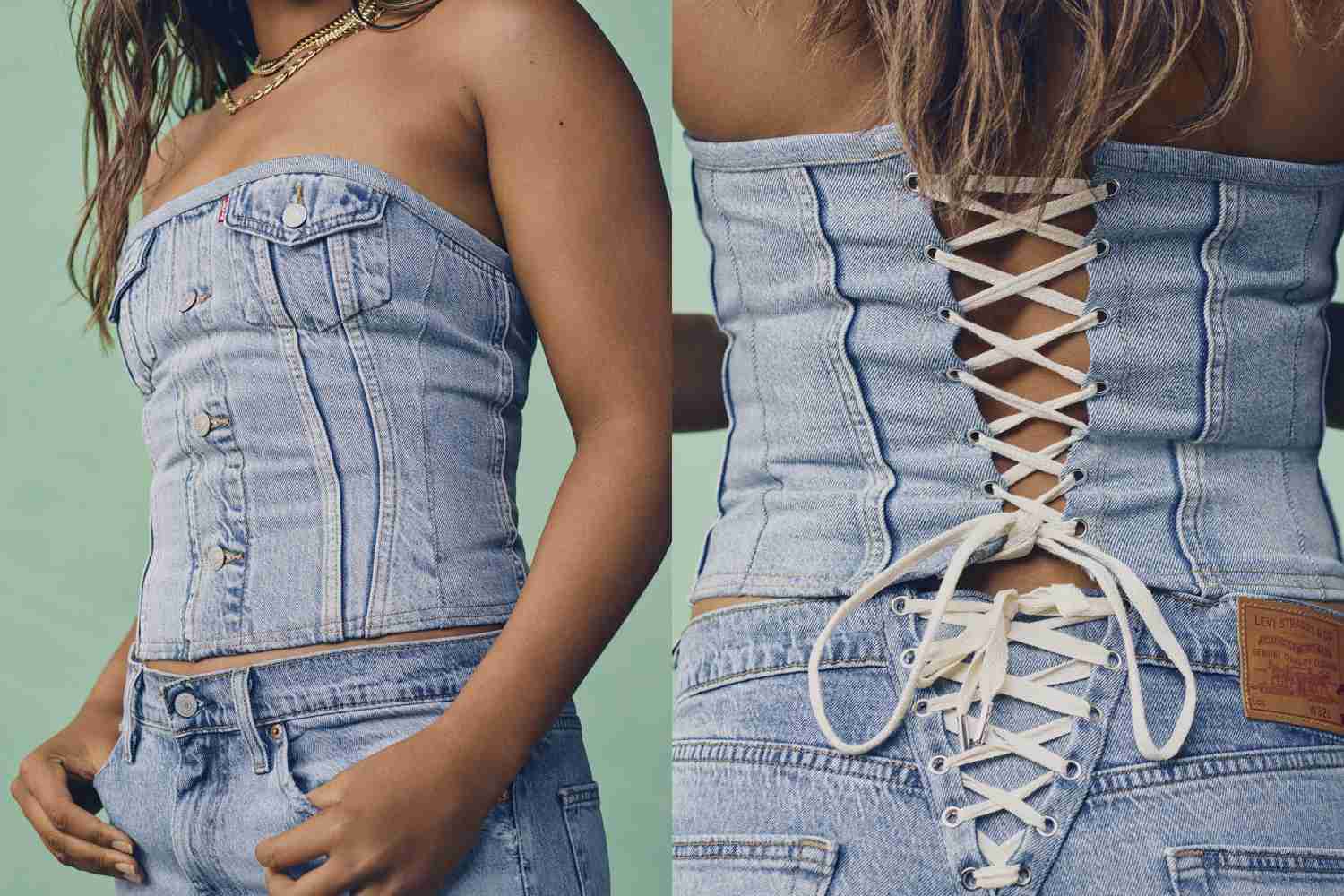 Levi's Lace Up Denim Corset  Denim corset, Denim and lace